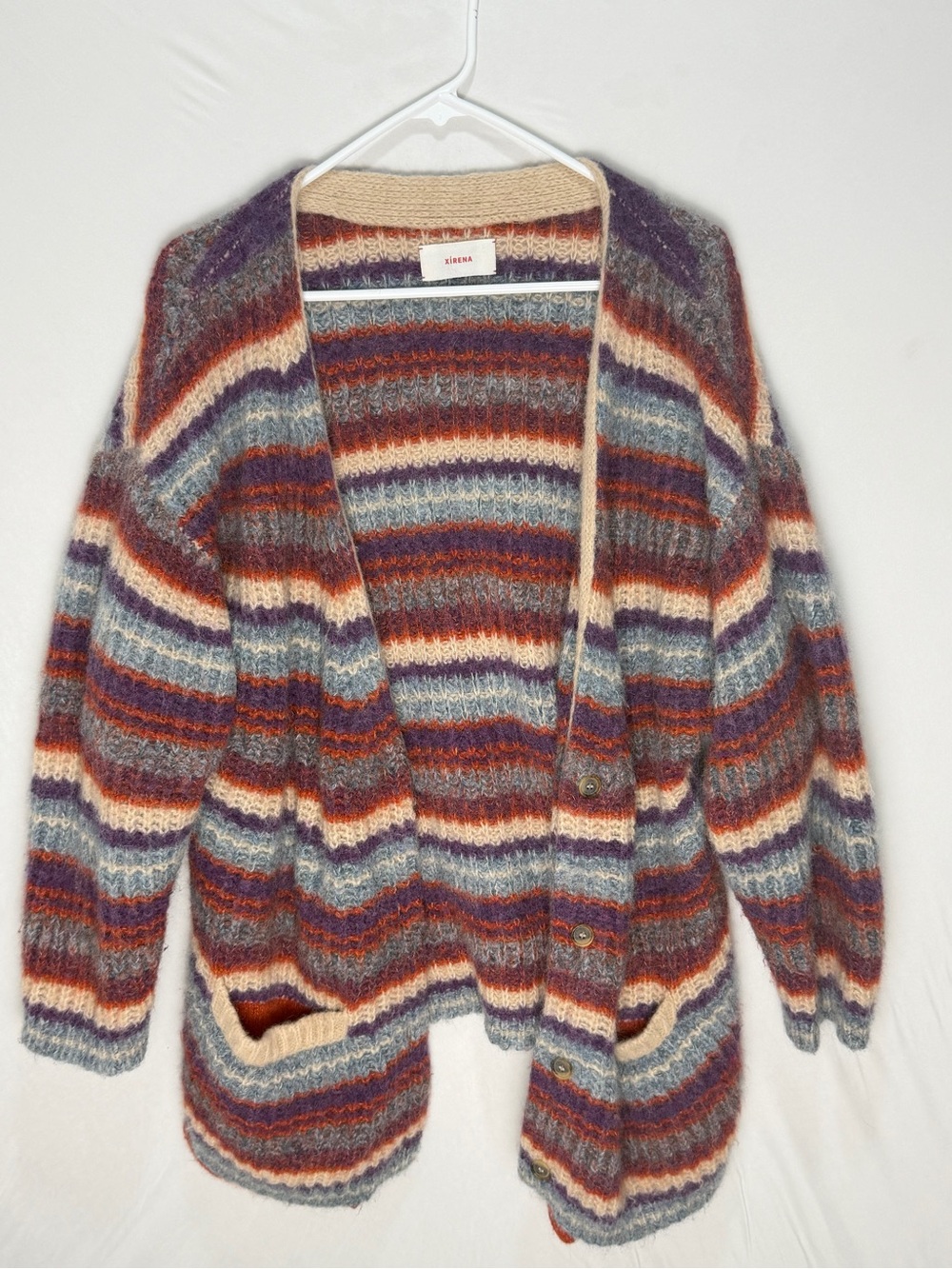 Xirena cardigan knit wool blend striped fall preppy hippie cozy cabin core boho